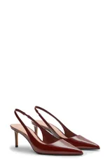 マンゴ レディース シューズ ヒール MANGO Slingback Pointed Toe Burgundy バーガンディのサムネイル