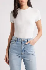 フレーム レディース トップス Tシャツ FRAME Ribaby Tee White ホワイトのサムネイル