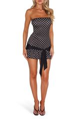 타이거 미스트 여성 탑스 원피스 도트 무늬 도트 미니 민소매 Tiger Mistove Polka Dot Sleeveless Mini Dress Black 블랙