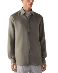 ゼニア メンズ トップス シャツ ZEGNA Oasi Lino Dresshirt Dark Taupe トープのサムネイル