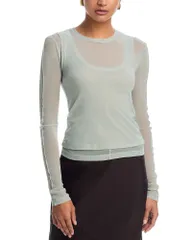 ヘルムート ラング レディース トップス Tシャツ メッシュ Helmut Lang Mesh Layered Tee Aqua Gray グレーのサムネイル