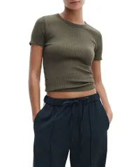 ラグアンドボーン レディース トップス Tシャツ クルーネック rag bone Thessential Rib Crewneck Tee Dark Olive オリーブのサムネイル