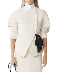 ランバン レディース アウター ジャケット・ブルゾン Lanvin Belted Jacquard Jacket Ecru color エクリュのサムネイル
