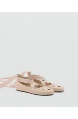 マンゴ レディース シューズ パンプス アンクル MANGO Ankle Wrap Ballet Flat Ecru エクリュのサムネイル