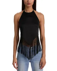 アリスアンドオリビア レディース トップス シャツ ホルター Alice and Olivia Greta Halter Tie Back Top Black ブラックのサムネイル