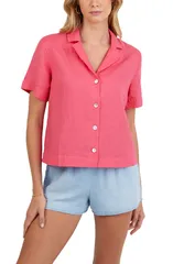 ベラダール レディース トップス シャツ リネン Bella Dahl Short Sleeve Linen ButtonUp Camp Shirt Spiced Hibのサムネイル