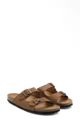 マンゴ レディース シューズ サンダル MANGO Double Buckle Slide Sandal Brown ブラウンのサムネイル