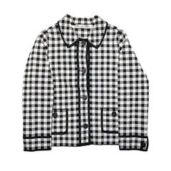 Christian Dior クリスチャンディオール ギンガム チェック クロップドジャケット 254V53AM514 ジャケット size=36 Mサイズ レーヨン ナイロン ブラック ホワイト レディースのサムネイル