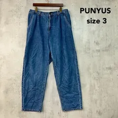 PUNYUS プニュズ 3 PN19AW-167 2タックデニムパンツ 綿100% ブルー ジーンズ ジーパン ロングパンツ 長ズボン ボトムス 太め テーパード ワイド ウエストゴム タック入り 大きいサイズ ゆったり ★ ■■のサムネイル