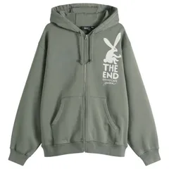 バイ パラ メンズ アウター パーカー・スウェット By Parra End The Bunny Zip Hoodie Green グリーンのサムネイル