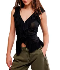 フリーピープル レディース トップス Tシャツ Vネック ギャザー フリル ベスト ノースリーブ Free People Blythe Vest Ruffle VNeck Sleeveless Rucのサムネイル