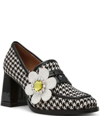 ベッツィジョンソン レディース シューズ ヒール ローファー Betsey Johnson Casandra Houndstooth Rhinestonembellished Flower Blockのサムネイル