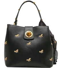 ベッツィジョンソン レディース バッグ 刺繍 Betsey Johnson Unbridaled Horsembroide red Turnlock Bucket Bag Black ブラックのサムネイル