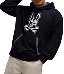 サイコバニー メンズ アウター パーカー・スウェット Psycho Bunny Luke Paisley Bunny Relaxed Hoodie Black ブラックのサムネイル