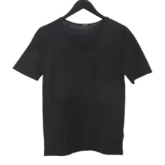 コムサメン COMME CA MEN ボーダー柄 半袖 カットソー M 黒系 ブラック 光沢 ツイスト タック 透け感 日本製のサムネイル