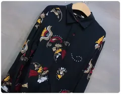 マージュ フローラル パータン レーヨン ロング シャツ ブラウス (レディース1)のサムネイル