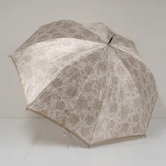 耐風傘 MOONBAT ムーンバット USED美品 ピンクベージュ レースフラワー ジャンプ レディース 雨傘 60cm Z3977のサムネイル
