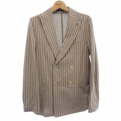 TAGLIATORE ダブル テーラードジャケット 麻 リネン ストライプ 46 TAGLIATORE ダブル テーラードジャケット 麻 リネン ストライプ 46