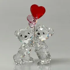 SWAROVSKI(スワロフスキー) 小物新品同様  - クリア×レッド×マルチ 置物/クマ/ハート/風船のサムネイル