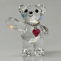 SWAROVSKI(スワロフスキー) 小物新品同様  - クリア×黒×ピンク 置物/クマ/ハートのサムネイル