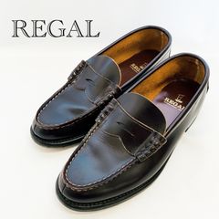 未使用級【REGAL】2177/コインローファー/茶色/レザーシューズ/25EE