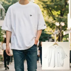 背面ビックロゴ​【NEW ERA】ニューエラ 半袖 Tシャツ クルーネック トップス ホワイト 白 プリント オーバーサイズ ストリート スポーティ アウトドア メンズ 男性 紳士 X LARGE XL /M49291jQのサムネイル