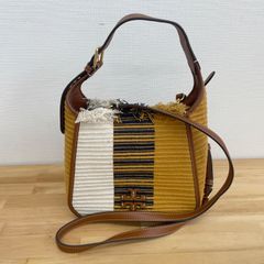 Tory Burch スモール マクグロー ウーブン ストライプ バケットバッグ 