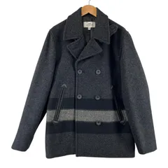 極美品▲COACH コーチ F86518 ロゴボタン レザートリミング ボーダー ダブルブレスト Pコート ピーコート ダークグレー M 正規品 メンズのサムネイル
