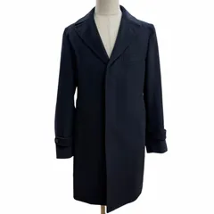 美品□TAGLIATORE タリアトーレ THOMAS 毛100％ フライフロント 比翼 チェスターコート ダークネイビー 46 イタリア製 正規品 メンズ　のサムネイル