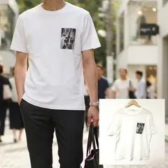 アートな雰囲気がオシャレ【agnes b.homme】アニエスベーオム フォト グラフィック Tシャツ 半袖 コットン100％ フランス製 MADE IN FRANCE ホワイト 白 メンズ L相当 /M49313jQのサムネイル