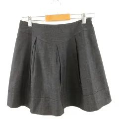 シンシアローリー CYNTHIA ROWLEY ミニ スカート フレア ヘリンボーン タック グレー 黒 2 *A225のサムネイル