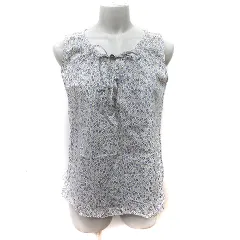 ヒューマンウーマン HUMAN WOMAN シャツ ブラウス ノースリーブ 花柄 ボウタイ リボン レース M マルチカラー /YIのサムネイル