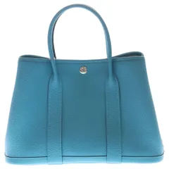 HERMES (エルメス) ガーデンパーティ30 TPM ネゴンダ ハンドバッグ ターコイズ シルバー金具 ブルー □R刻印のサムネイル