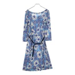 PRADA プラダ 花柄 シャツ ワンピース ブルーコットン 40 mサイズ