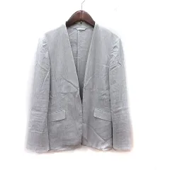 グリーンレーベルリラクシング ユナイテッドアローズ green label relaxing ノーカラージャケット 麻混 リネン混 グレー /YIのサムネイル