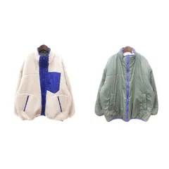 ダブルクローゼット w closet 中綿ジャケット ボア リバーシブル F アイボリー 緑 カーキ /MNのサムネイル