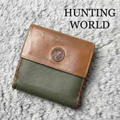 HUNTING WORLD ハンティングワールド 三つ折り財布 Wホック バチュークロス レザー カーキのサムネイル