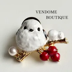 希少✨️ VENDOME BOUTIQUE VB ヴァンドームブティック シマエナガ パール ピンブローチのサムネイル