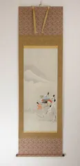 複製 工芸 掛軸 【 尾形光琳 業平東下り図 】 紙本 共箱 伊勢物語