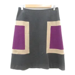 バーニーズニューヨーク BARNEYS NEW YORK フレアスカート ひざ丈 総柄 38 M 茶 ブラウン /MNのサムネイル