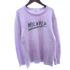 ミルクフェド MILKFED. ニット セーター ロゴ ウール 長袖 S 紫 パープル /AUのサムネイル