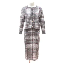 プロポーション ボディドレッシング PROPORTION BODY DRESSING セットアップ 上下 カーディガン ニット グレンチェック タイトスカート ミモレ ロング S グレー /MNのサムネイル
