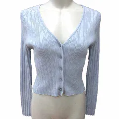 プロポーション ボディドレッシング PROPORTION BODY DRESSING カーディガン リブニット Vネック 長袖 M 青 ブルー /YKのサムネイル