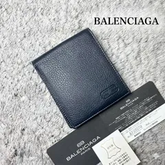 【未使用】BALENCIAGA バレンシアガ 二つ折り財布 BBロゴ レザー プレリー ネイビーのサムネイル