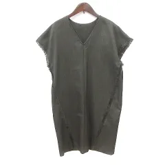 ロペ ROPE ワンピース ミニ フレンチスリーブ フリンジ 36 S 緑 カーキ /MNのサムネイル
