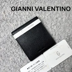 【新品未使用】GIANNI VALENTINO ジャンニバレンチノ 二つ折り財布 ブラック 本革 シボレザーのサムネイル