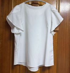 frill collar ribbon blouse ブラウス アイスブルー | Mercari