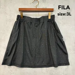 FILA フィラ ミニスカート 3L 大きいサイズ レディース ブラック 星柄 総柄 スポーツウェア ゴルフ テニス ウォーキング 散歩 トレーニング ウェア ボトムス ウエストゴム 伸縮性あり 黒 ポリエステル 吸汗速乾 快適 ★ ■◆のサムネイル