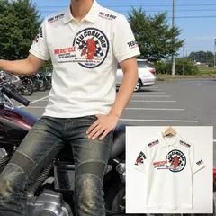 可愛い悪魔イラスト【TEDMAN】テッドマン 半袖 ポロシャツ 鹿の子 Ted Company DEVIL'S EQUIPMENT バイカー 綿100% プリント ワッペン レッドデビル ホワイト 白色 メンズ Mサイズ /M49289jQのサムネイル