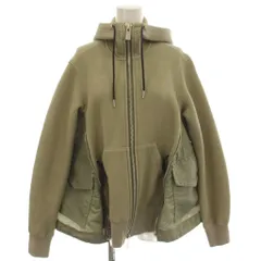サカイ sacai 22AW Sponge Sweat x Nylon Twill Hoodie パーカー スウェット ナイロン切替 ジップアップ 1 カーキ SCW-077 /☆G32のサムネイル